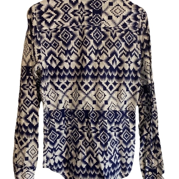 Kavu Navy Blue & White Southwest Print 100% Cotton Blouse - Picture 2 of 5